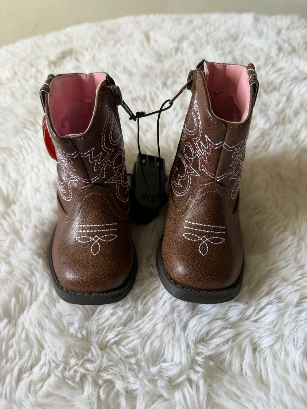 wonder nation Brown Cowboy Boots with Pink Lining